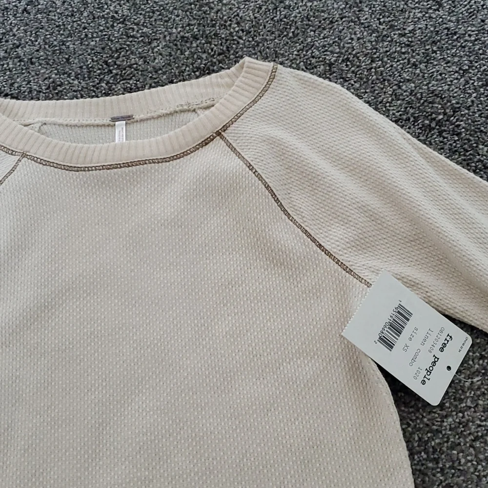 NWT Free People Mix Thermal Cuff Long Sleeve Y2K Top women boho